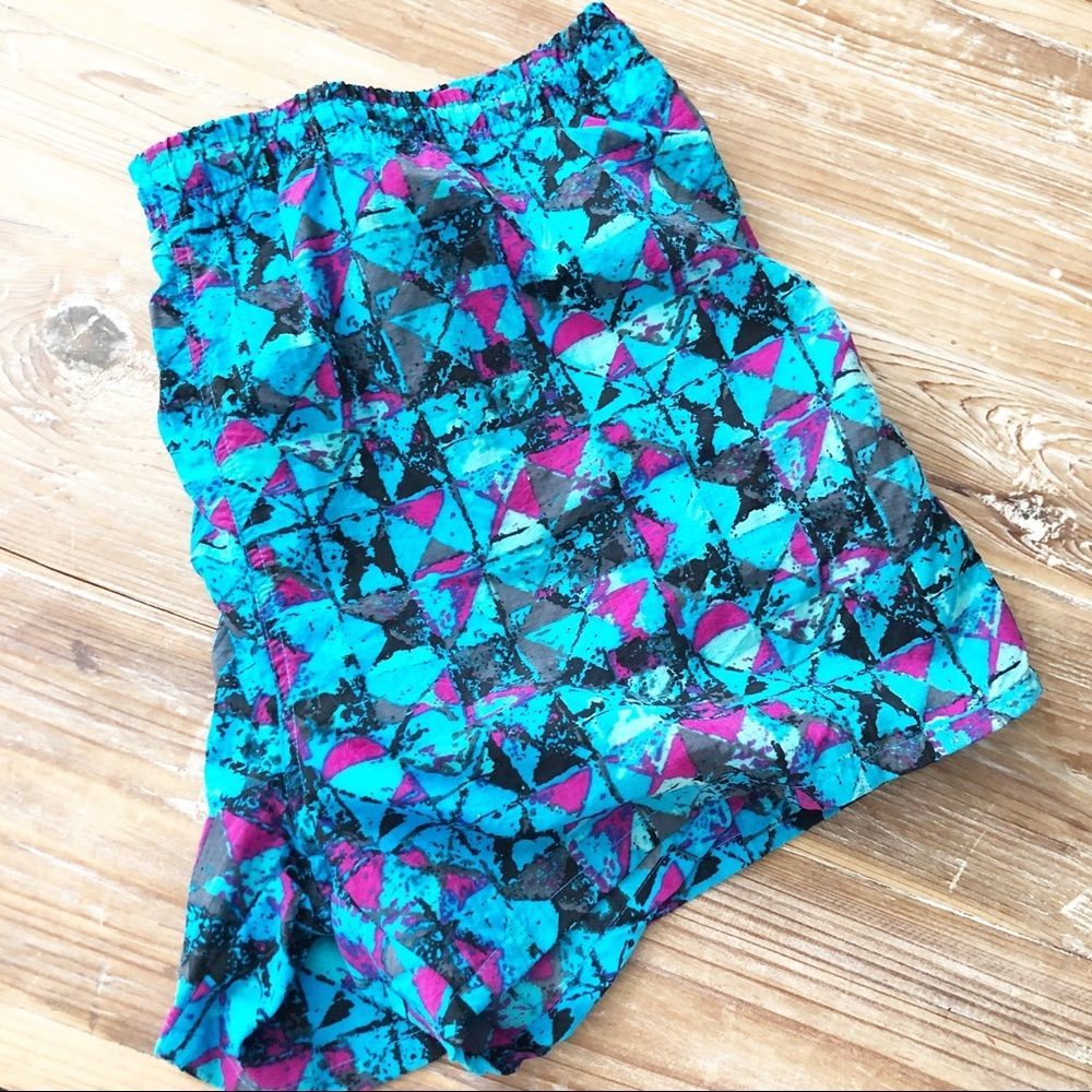 Vintage Men’s Abstract Print Swim Trunks Size XL